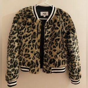 XS Cheetah Print Faux Fur Jacket